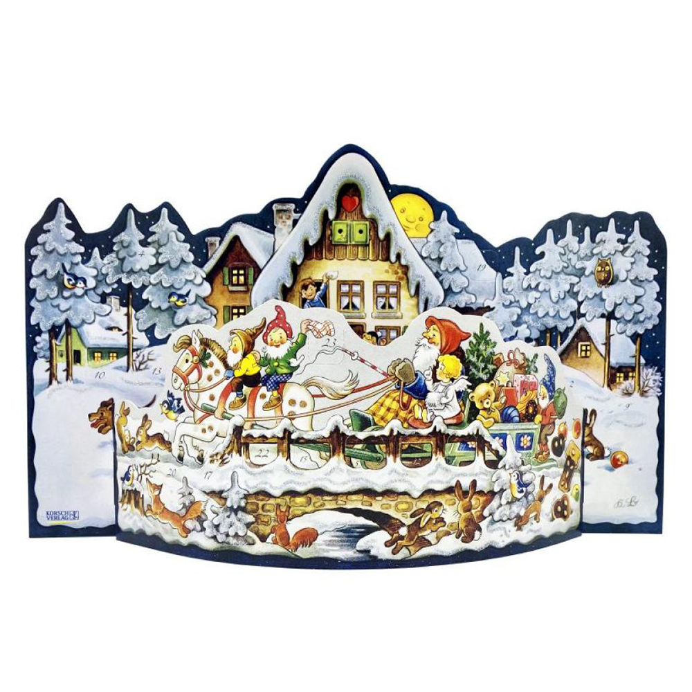 Advent Calendar · Christmas Village with Santa on his Sleigh