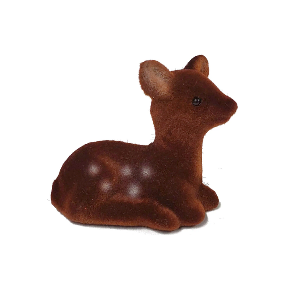 Flocked Felt Spotted Deer Figurine