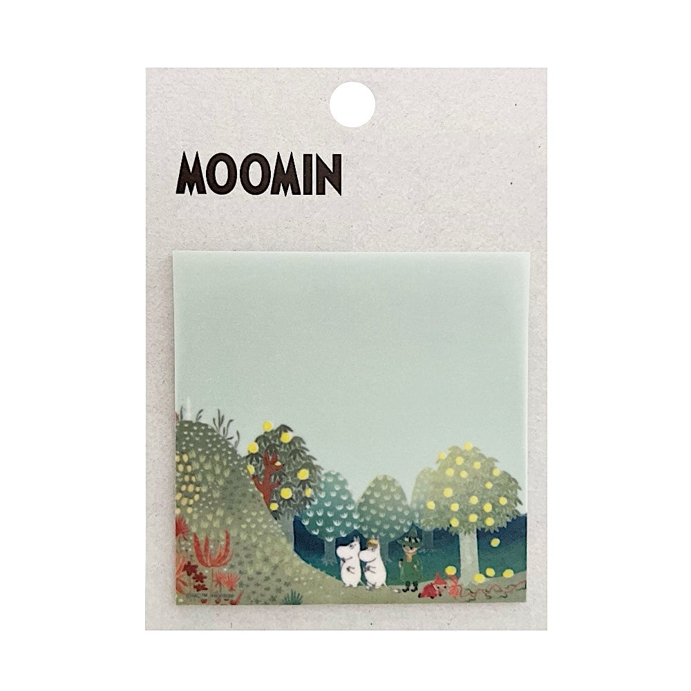 Moomin Translucent Sticky Note Pad · Green Garden Scene