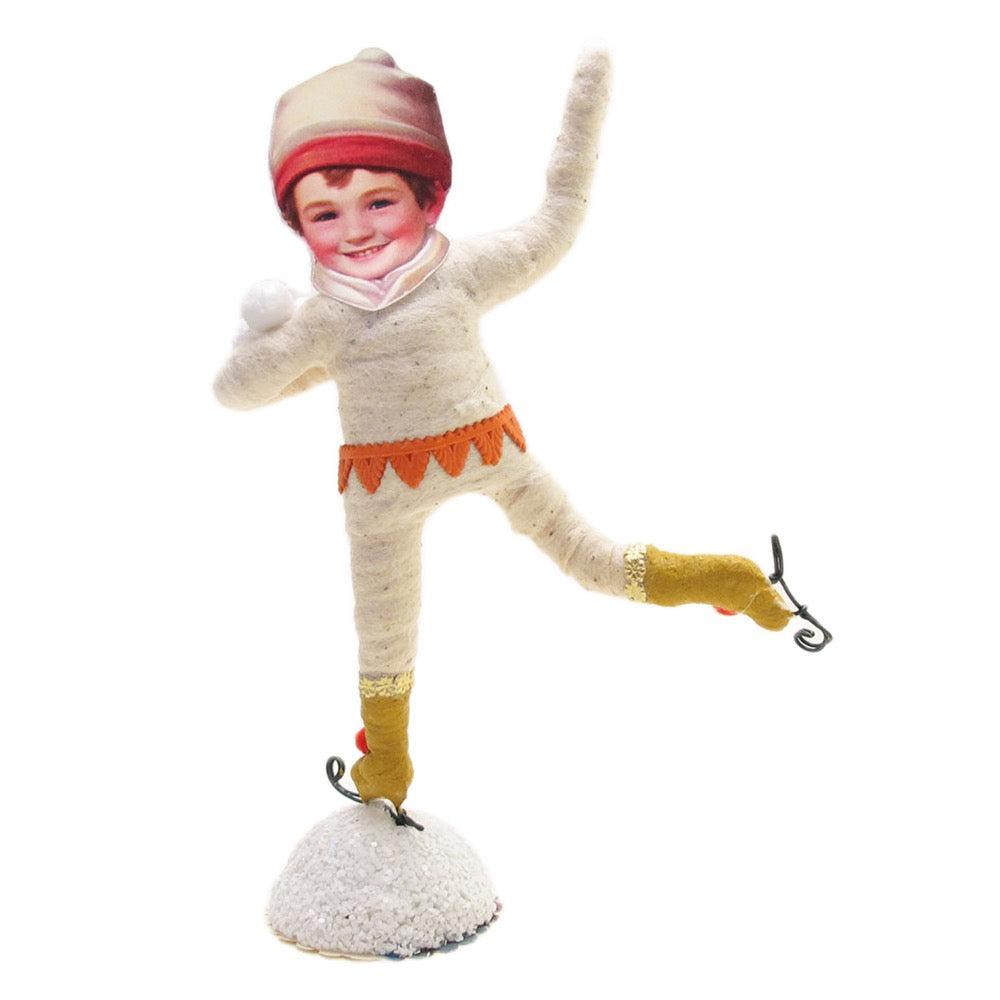 Vintage By Crystal Ice Skating Snowball Thrower Figure