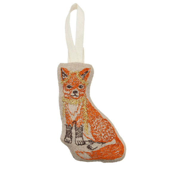 Coral and Tusk Fox Tree Trimmer Ornament 